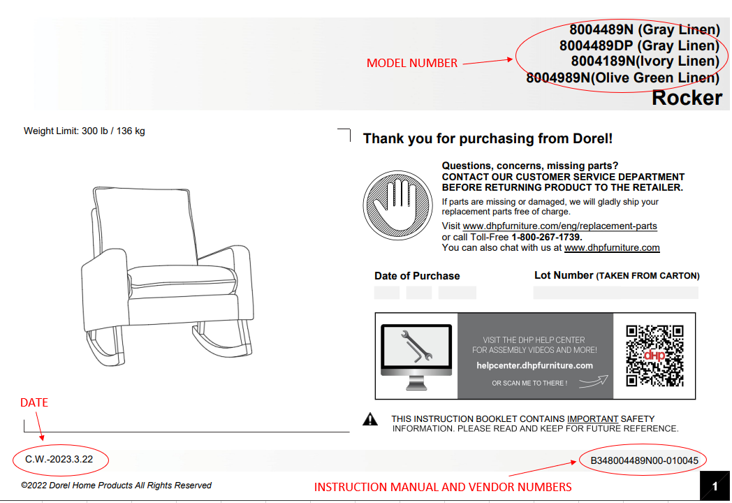 Requests for Replacement Parts DHP Furniture